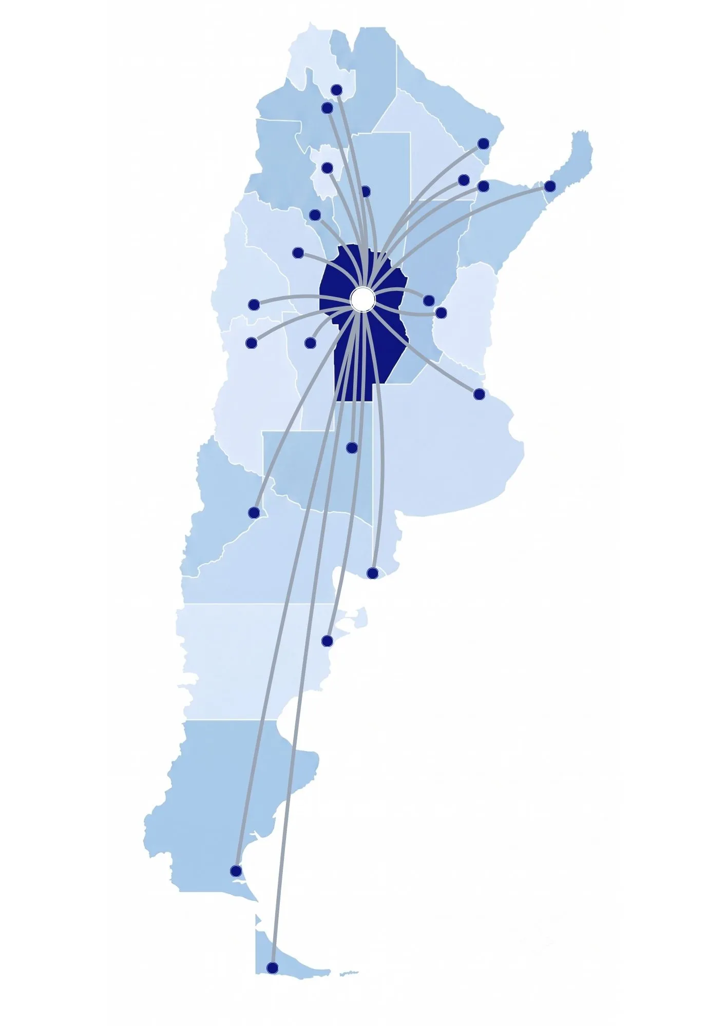 Mapa de Argentina: envíos desde Córdoba a todo el país