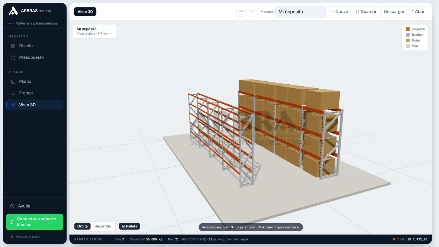La estructura en 3D, pieza por pieza
